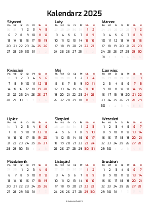 Kalendarze Do Wydrukowania PDF Na Rok 2027 Kalendarz wi t